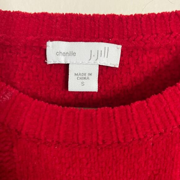 J.Jill Chenille Cable Cord Crew Neck Sweater Red Size S - Picture 4 of 5